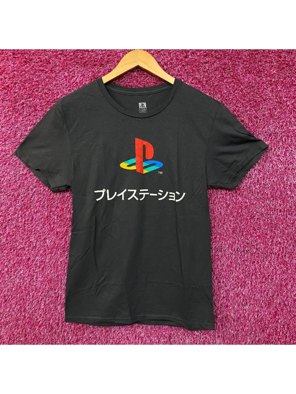 PlayStation Logo Japanese Katakana Graphic T-Shirt Small